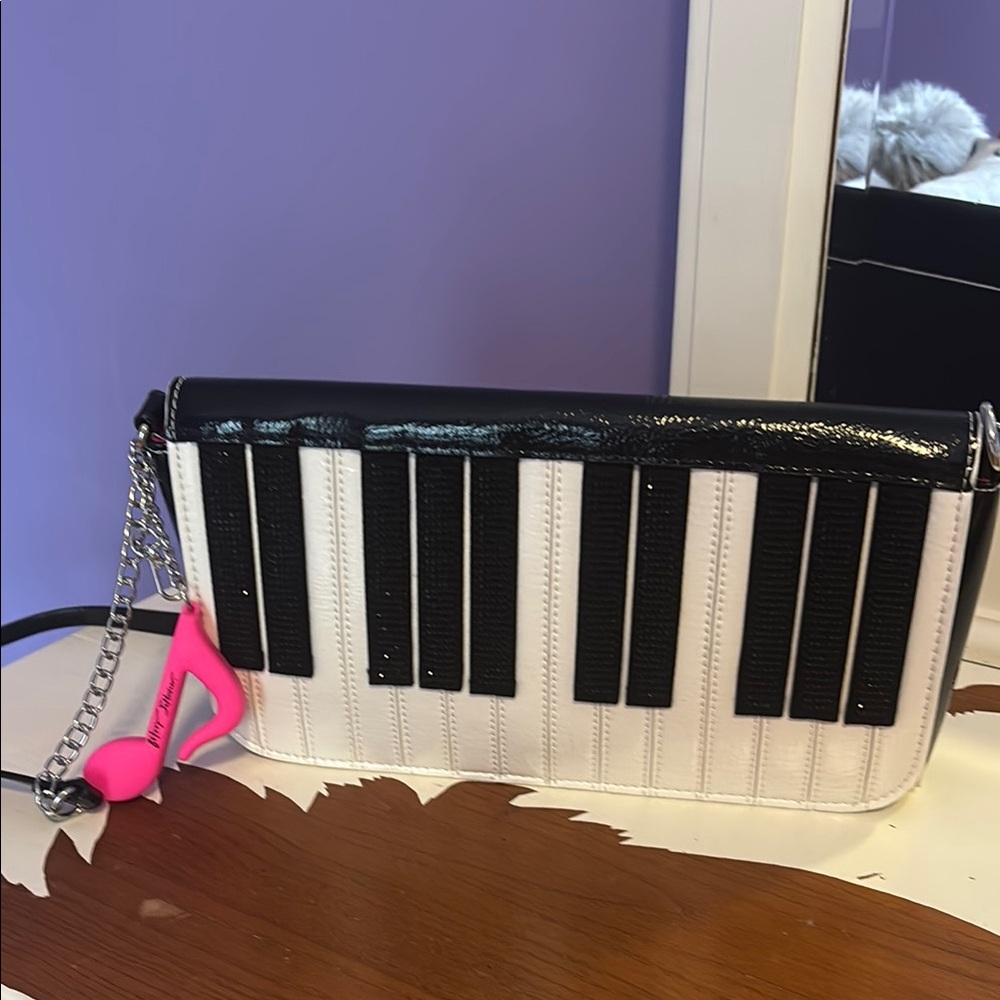 Betsey Johnson Black and White Piano Key Clutch